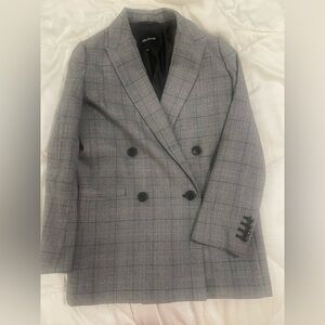 Madewell Womens Black and Gray Checkered Blazer